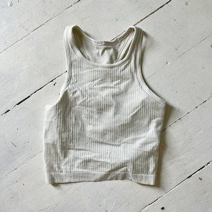 LULULEMON Ebb to Street Cropped Racerback Yoga Tank Top in Bone Size 4